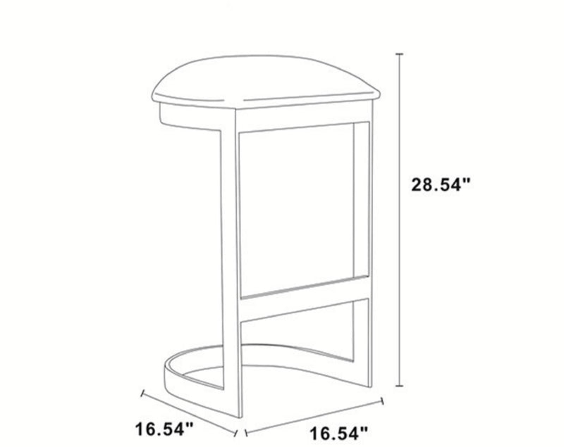 Manhattan Comfort Aura 28.54\" Polished Brass Stainless Steel Barstool - Blue
