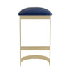 Manhattan Comfort Aura 28.54" Polished Brass Stainless Steel Barstool - Blue|Tabouret bar Aura de Manhattan Comfort de 28,54 po en laiton poli et en acier inoxydable - bleu