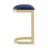 Manhattan Comfort Aura 28.54" Polished Brass Stainless Steel Barstool - Blue|Tabouret bar Aura de Manhattan Comfort de 28,54 po en laiton poli et en acier inoxydable - bleu
