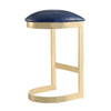 Manhattan Comfort Aura 28.54" Polished Brass Stainless Steel Barstool - Blue|Tabouret bar Aura de Manhattan Comfort de 28,54 po en laiton poli et en acier inoxydable - bleu