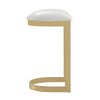 Manhattan Comfort Aura 28.54" Polished Brass Stainless Steel Barstool - White|Tabouret bar Aura de Manhattan Comfort de 28,54 po en laiton poli et en acier inoxydable - blanc