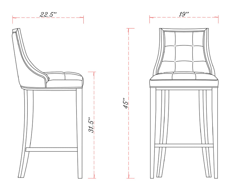 Manhattan Comfort Fifth Avenue 45\" Beech Wood Barstool - Cream & Walnut