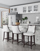 Manhattan Comfort Emperor 41" Beech Wood Barstool - Pearl White & Walnut|Tabouret bar Emperor de Manhattan Comfort de 41 po en hêtre - blanc perle et noyer