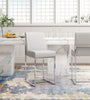 Manhattan Comfort Element 42.13" Polished Chrome Stainless Steel Barstool - Pearl White|Tabouret bar Element de Manhattan Comfort de 42,13 po en chrome poli et en acier inoxydable - blanc perle