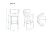 Manhattan Comfort Holguin 41.34" Wooden Barstool - Grey, Black & Gold|Tabouret bar Holguin de Manhattan Comfort de 41,34 po en bois - gris, noir et doré