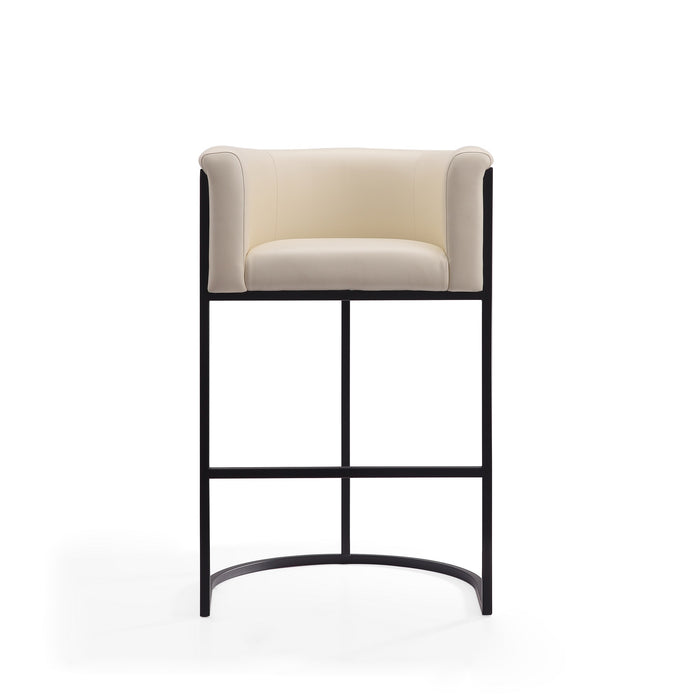 Manhattan Comfort Cosmopolitan 37.8\" Metal Barstool - Cream & Black