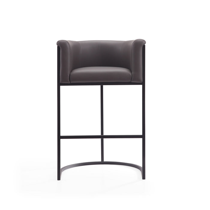 Manhattan Comfort Cosmopolitan 37.8\" Metal Barstool - Pebble & Black