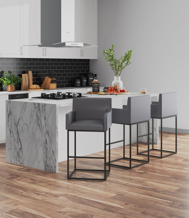 Manhattan Comfort Ambassador 42\" Metal Barstool - Grey & Black