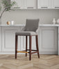 Manhattan Comfort Modern Shubert Barstool Upholstered Leatherette with Beech Wood Legs - Dark Taupe|Tabouret bar moderne Shubert de Manhattan Comfort avec revêtement en similicuir et pattes en hêtre - taupe foncé
