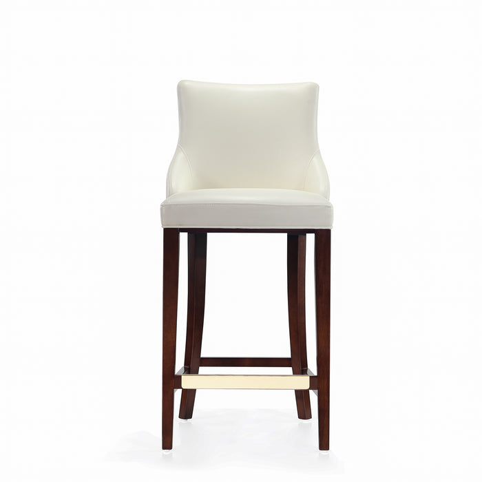 Manhattan Comfort Modern Shubert Barstool Upholstered Leatherette with Beech Wood Legs - Ivory