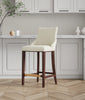 Manhattan Comfort Modern Shubert Barstool Upholstered Leatherette with Beech Wood Legs - Ivory|Tabouret bar moderne Shubert de Manhattan Comfort avec revêtement en similicuir et pattes en hêtre - ivoire