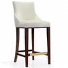Manhattan Comfort Modern Shubert Barstool Upholstered Leatherette with Beech Wood Legs - Ivory|Tabouret bar moderne Shubert de Manhattan Comfort avec revêtement en similicuir et pattes en hêtre - ivoire