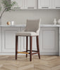 Manhattan Comfort Modern Shubert Barstool Upholstered Leatherette with Beech Wood Legs - Light Grey|Tabouret bar moderne Shubert de Manhattan Comfort avec revêtement en similicuir et pattes en hêtre - gris clair