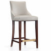 Manhattan Comfort Modern Shubert Barstool Upholstered Leatherette with Beech Wood Legs - Light Grey|Tabouret bar moderne Shubert de Manhattan Comfort avec revêtement en similicuir et pattes en hêtre - gris clair
