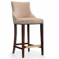 Manhattan Comfort Modern Shubert Barstool Upholstered Leatherette with Beech Wood Legs - Tan