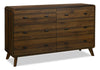 Cami 5pc Bedroom Set with Bed, Dresser & Mirror, Mid-Century Modern, Brown - Queen | Ensemble de chambre à coucher de style moderne du milieu du 20e siècle Cami 5 pièces avec lit, commode et miroir, brun - grand lit