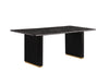 Kort & Co. Capri Dining Table with Marble-Look Top & Gold Accent, Pedestal Base, 72"W - Black | Table de salle à manger Capri de Kort & Co. de 72 po (L) avec dessus en imitation de marbre, touches dorées et base piédestal - noire