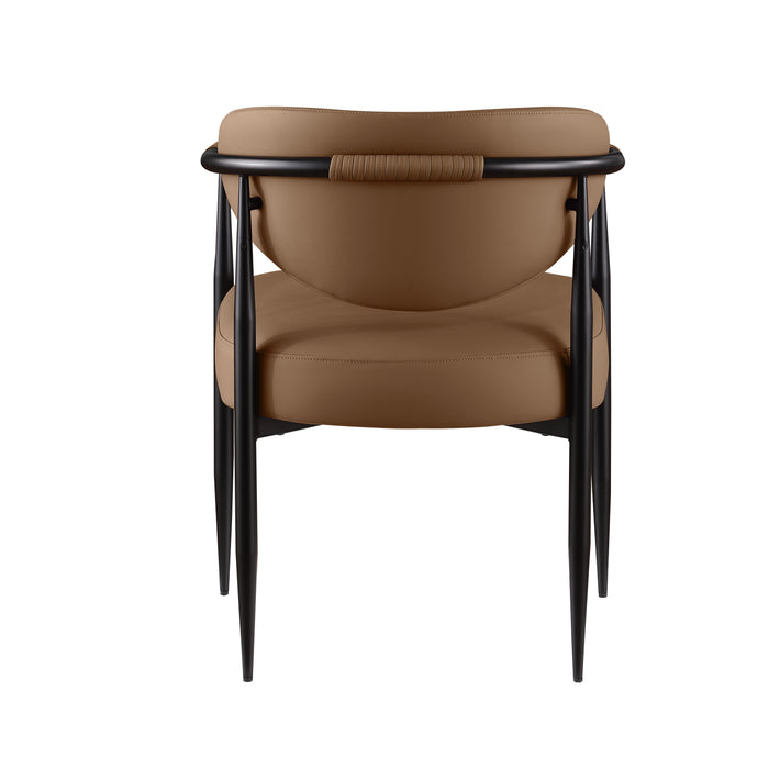 Kort & Co. Capri Dining Arm Chair, Vegan Leather, Metal - Brown