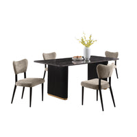 Kort & Co. Capri 5pc Dining Set with Table & 4 Chairs, Gold Accent, Pedestal Base, 72