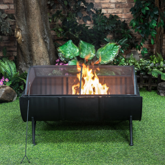 Deko Living 35\" Barrel Wood Burner Firepit 