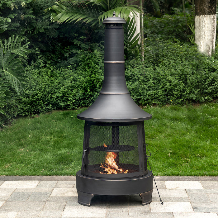 Deko Living Metal Wood Burner Chimney Fire Pit