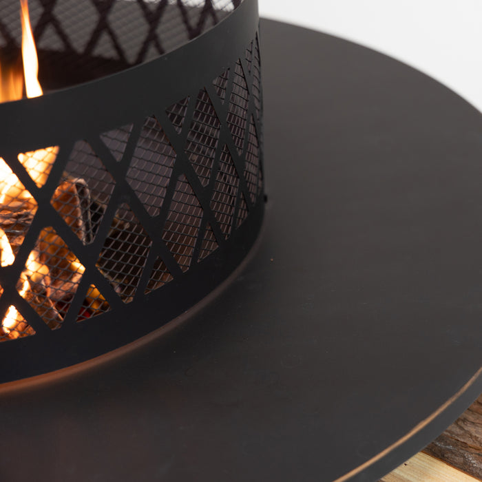 Deko Living Metal Wood Burner Round Fire Pit & Log Storage