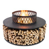 Deko Living Metal Wood Burner Round Fire Pit & Log Storage|Foyer extérieur rond au bois Deko Living en métal avec rangement pour bûches
