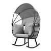 Deko Living Outdoor Rocking Egg Chair with Canopy - Black|Fauteuil berçant en forme d'œuf Deko Living pour l’extérieur avec toit - noir