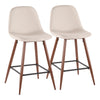 LumiSource Pebble Beige Fabric Mid-Century Modern Counter-Height Stool - Set of 2|Tabouret moderne du milieu du 20e siècle Pebble de hauteur comptoir en tissu beige - ensemble de 2