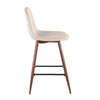 LumiSource Pebble Beige Fabric Mid-Century Modern Counter-Height Stool - Set of 2|Tabouret moderne du milieu du 20e siècle Pebble de hauteur comptoir en tissu beige - ensemble de 2