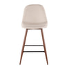 LumiSource Pebble Beige Fabric Mid-Century Modern Counter-Height Stool - Set of 2|Tabouret moderne du milieu du 20e siècle Pebble de hauteur comptoir en tissu beige - ensemble de 2