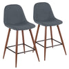LumiSource Pebble Blue Fabric Mid-Century Modern Counter-Height Stool - Set of 2|Tabouret moderne du milieu du 20e siècle Pebble de hauteur comptoir en tissu bleu - ensemble de 2