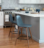 LumiSource Pebble Blue Fabric Mid-Century Modern Counter-Height Stool - Set of 2|Tabouret moderne du milieu du 20e siècle Pebble de hauteur comptoir en tissu bleu - ensemble de 2