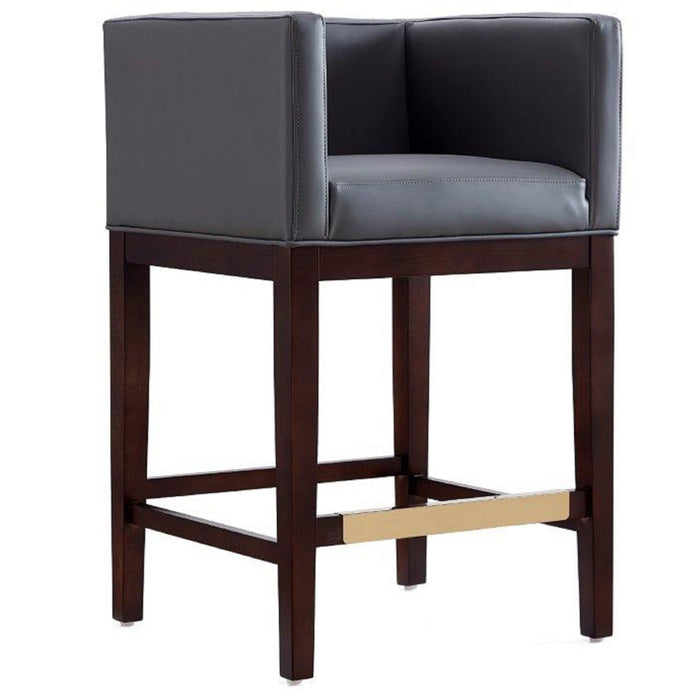 Manhattan Comfort Kingsley 34\" Beech Wood Counter Height Barstool - Grey & Dark Walnut