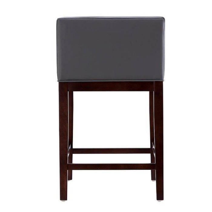 Manhattan Comfort Kingsley 34\" Beech Wood Counter Height Barstool - Grey & Dark Walnut