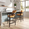 Manhattan Comfort Ritz 34" Beech Wood Counter Height Barstool - Camel & Dark Walnut|Tabouret bar Ritz de Manhattan Comfort de hauteur comptoir de 34 po en hêtre - chameau et noyer foncé
