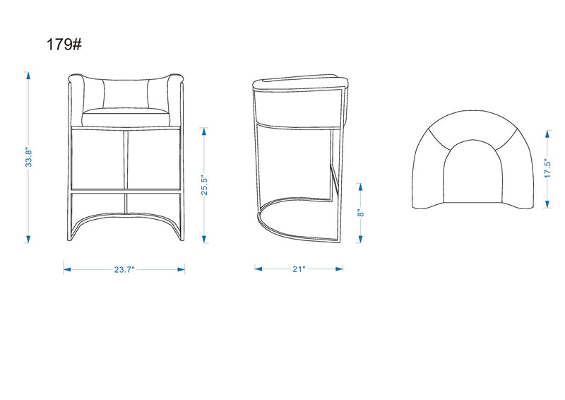 Manhattan Comfort Cosmopolitan 33.8\" Metal Counter Height Barstool - Cream & Black