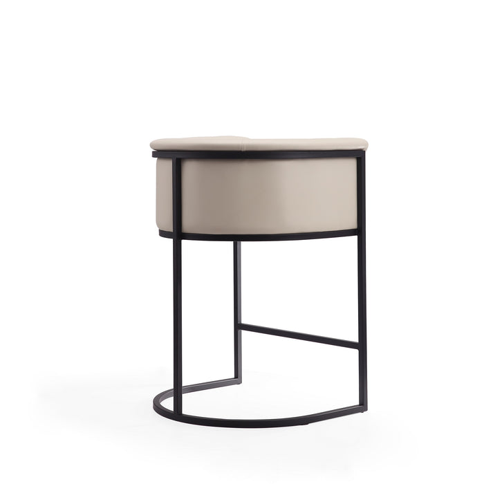Manhattan Comfort Cosmopolitan 33.8\" Metal Counter Height Barstool - Cream & Black