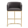 Manhattan Comfort Louvre 36" Stainless Steel Counter Height Barstool - Grey & Titanium Gold|Tabouret bar Louvre de Manhattan Comfort de hauteur comptoir de 36 po en acier inoxydable - gris et doré titane