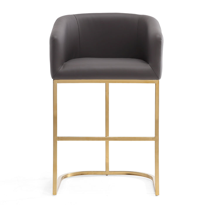 Manhattan Comfort Louvre 36\" Stainless Steel Counter Height Barstool - Grey & Titanium Gold