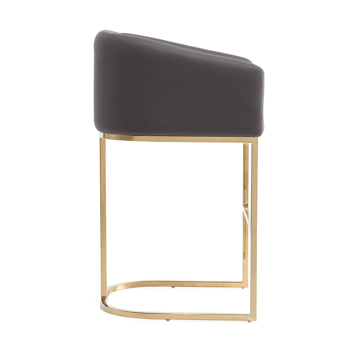 Manhattan Comfort Louvre 36\" Stainless Steel Counter Height Barstool - Grey & Titanium Gold