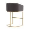 Manhattan Comfort Louvre 36" Stainless Steel Counter Height Barstool - Grey & Titanium Gold|Tabouret bar Louvre de Manhattan Comfort de hauteur comptoir de 36 po en acier inoxydable - gris et doré titane