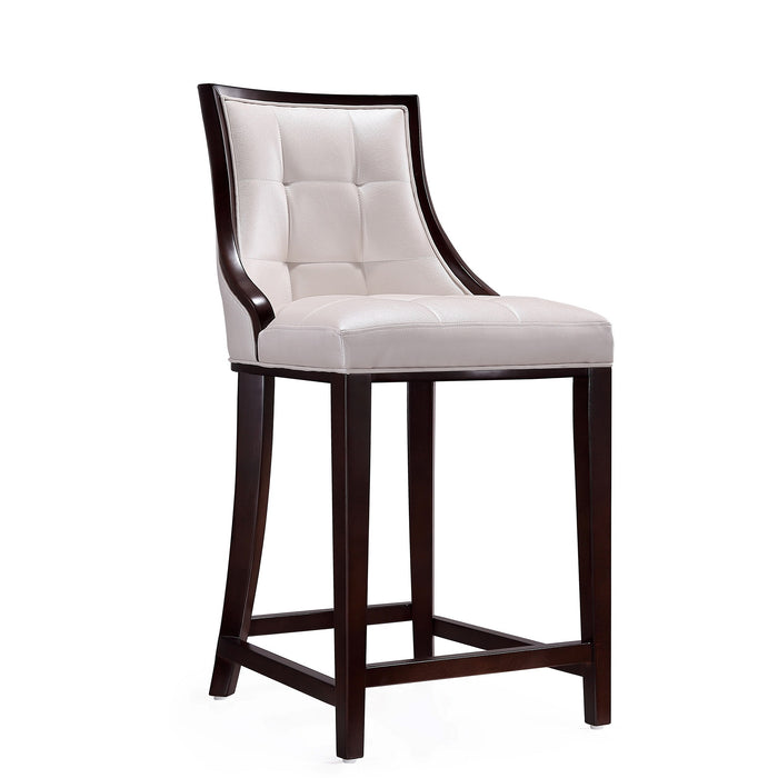 Manhattan Comfort Fifth Avenue 39.5\" Beech Wood Counter Height Barstool - White & Walnut