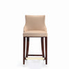 Manhattan Comfort Modern Shubert Counter Height Barstool Upholstered Leatherette with Beech Wood Legs - Tan|Tabouret bar moderne Shubert de Manhattan Comfort de hauteur comptoir avec revêtement en similicuir et pattes en hêtre - tan