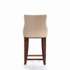 Manhattan Comfort Modern Shubert Counter Height Barstool Upholstered Leatherette with Beech Wood Legs - Tan|Tabouret bar moderne Shubert de Manhattan Comfort de hauteur comptoir avec revêtement en similicuir et pattes en hêtre - tan