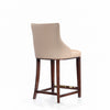 Manhattan Comfort Modern Shubert Counter Height Barstool Upholstered Leatherette with Beech Wood Legs - Tan|Tabouret bar moderne Shubert de Manhattan Comfort de hauteur comptoir avec revêtement en similicuir et pattes en hêtre - tan