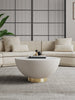 Manhattan Comfort Modern Anderson Coffee Table Upholstered Leatherette with Ceramic Faux Marble Tabl|Table à café moderne Anderson de Manhattan Comfort avec revêtement en similicuir et dessus de table