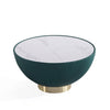 Manhattan Comfort Modern Anderson Coffee Table Upholstered Leatherette with Ceramic Faux Marble Tabl|Table à café moderne Anderson de Manhattan Comfort avec revêtement en similicuir et dessus de table