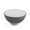 Manhattan Comfort Modern Anderson Coffee Table Upholstered Leatherette with Ceramic Faux Marble Tabletop - Grey|Table à café moderne Anderson de Manhattan Comfort avec revêtement en similicuir et dessus de table en imitation de marbre en céramique - grise