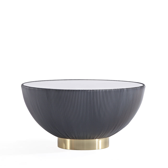 Manhattan Comfort Modern Anderson Coffee Table Upholstered Leatherette with Ceramic Faux Marble Tabletop - Grey